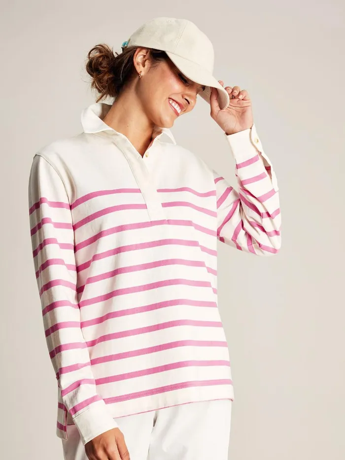 Joules Sweatshirts and Hoodies Women Pink Striped Deck Sweat Top
