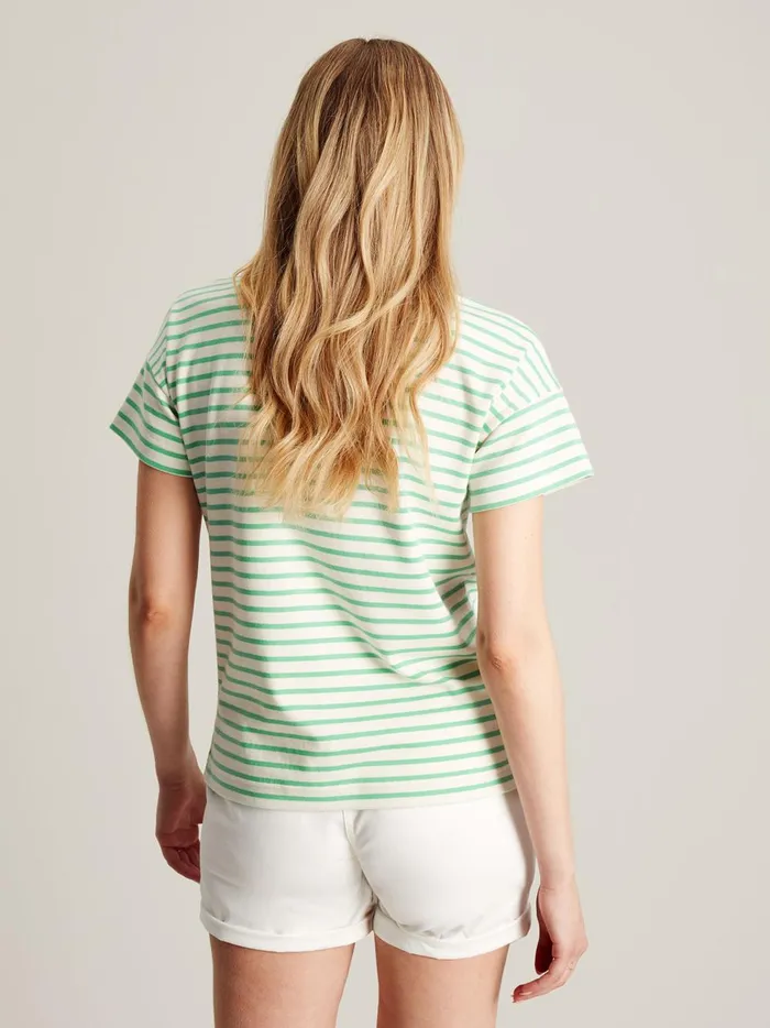 Joules Tops Women Green Striped Short Sleeve TShirt