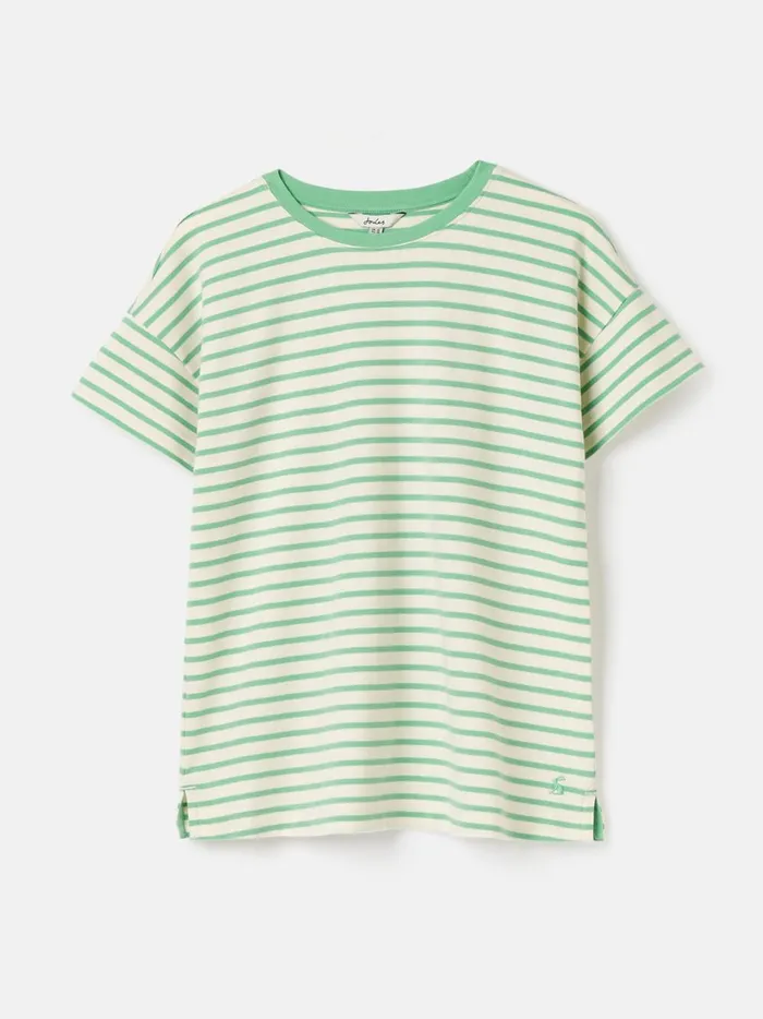 Joules Tops Women Green Striped Short Sleeve TShirt