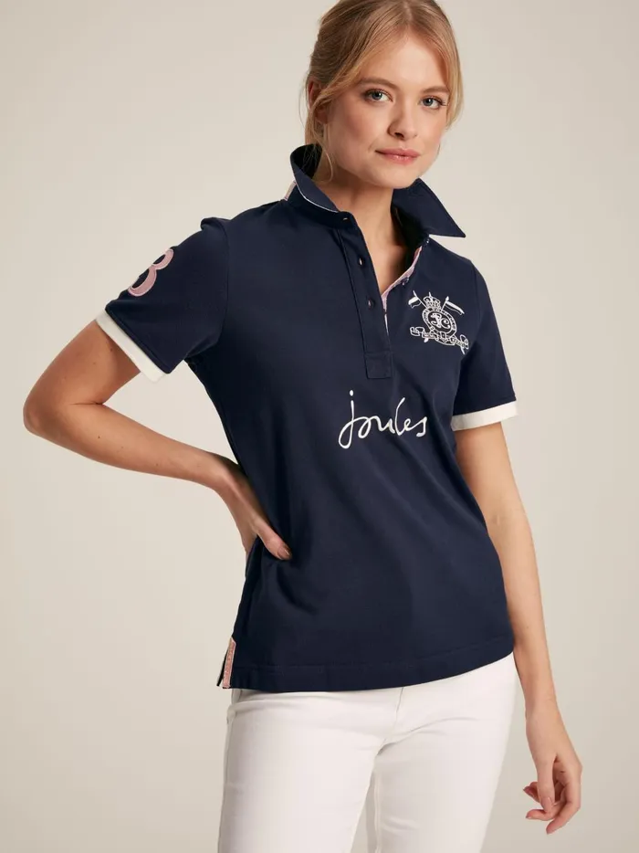 Joules Tops Women Navy Short Sleeve Polo Shirt