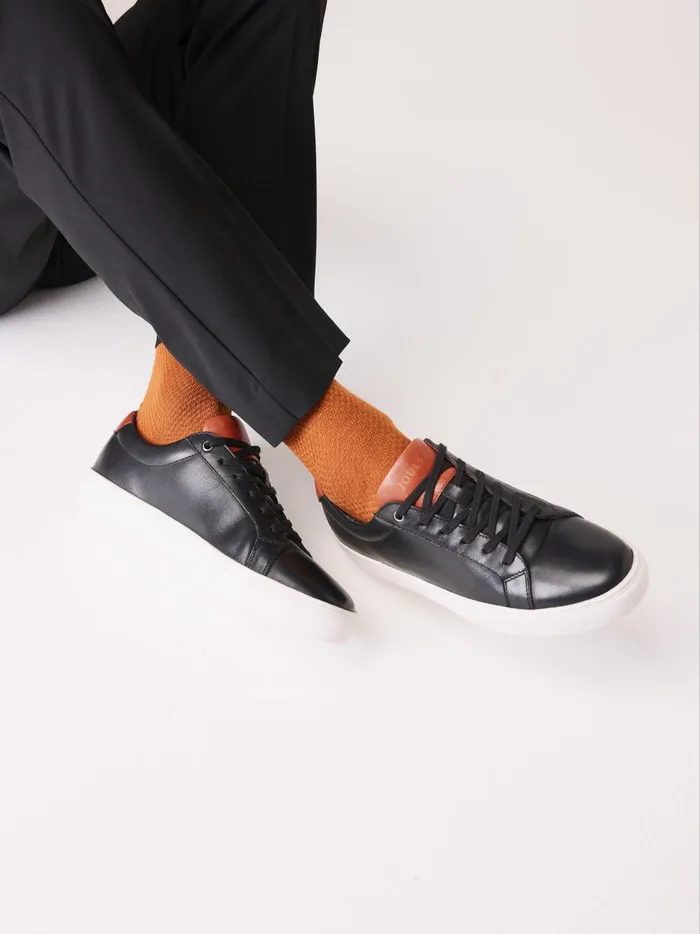 Joules Trainers Men Black Leather Trainers