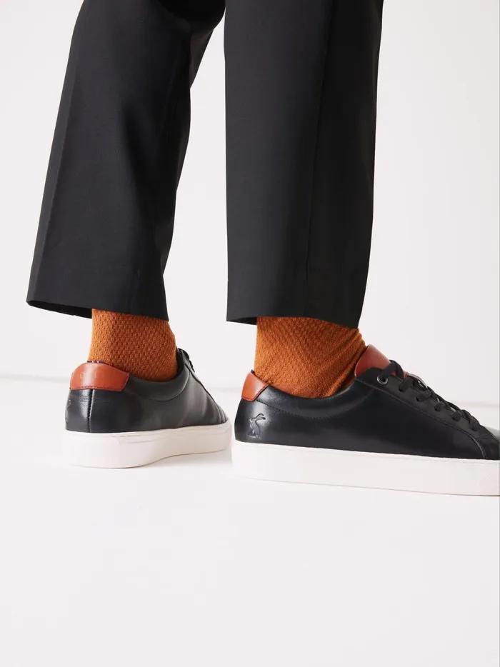 Joules Trainers Men Black Leather Trainers