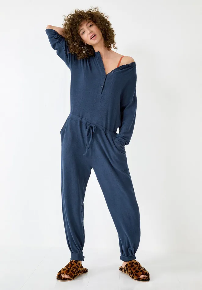 Jumpsuits and Playsuits Women Hush Elle Supersoft Henley Onesie Midnight Navy