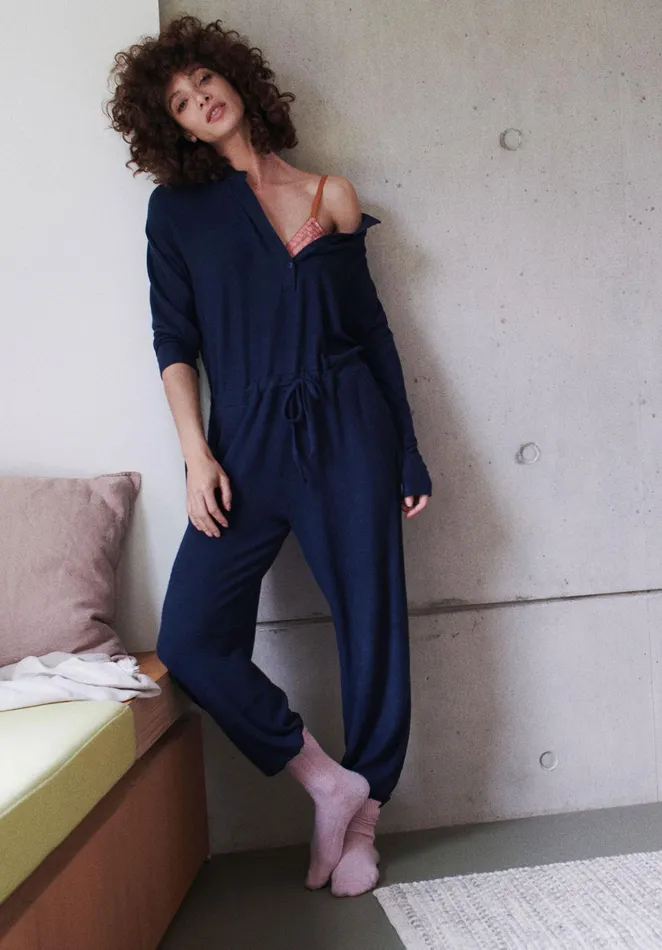 Jumpsuits and Playsuits Women Hush Elle Supersoft Henley Onesie Midnight Navy