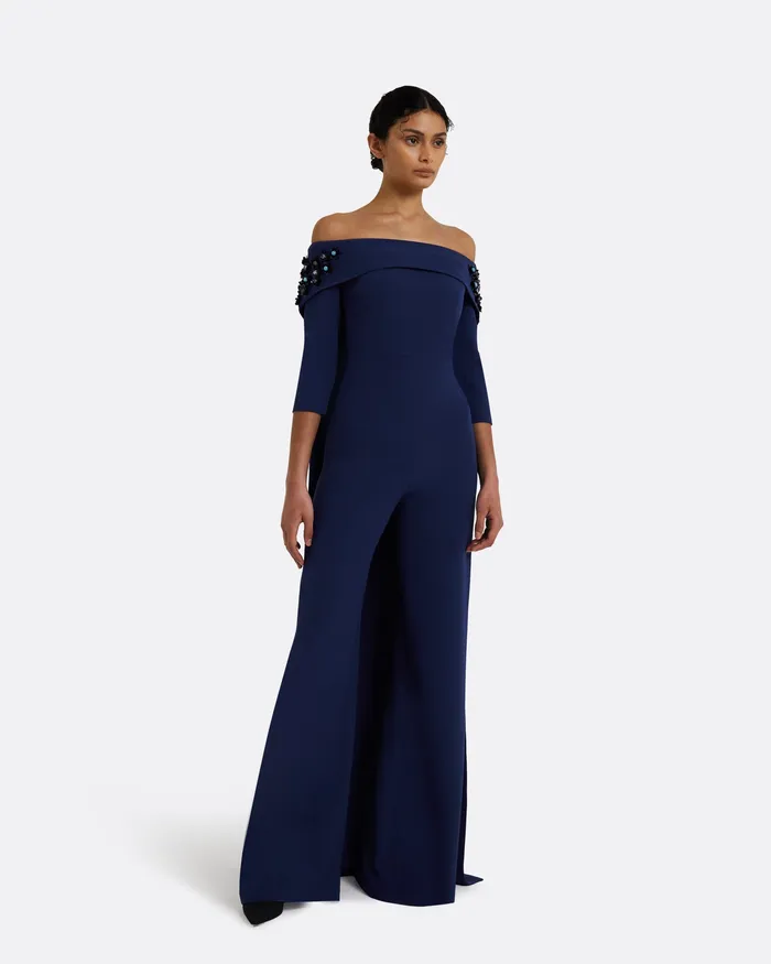 Jumpsuits Bellara Oxford Blue and Gunmetal Harness With Takayama Jumpsuit Oxford Blue 8211 Safiyaa Women