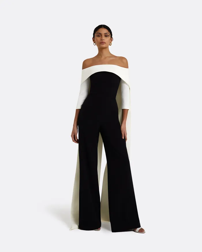 Jumpsuits Women Bellara Ivory Harness and Black Takayama Jumpsuit Black Safiyaa