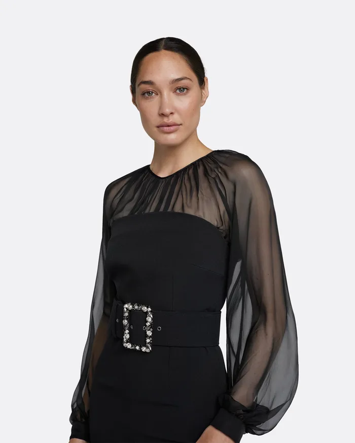 Jumpsuits Women Safiyaa Aternia Black Jumpsuit With Embroidered Buckle Belt Black