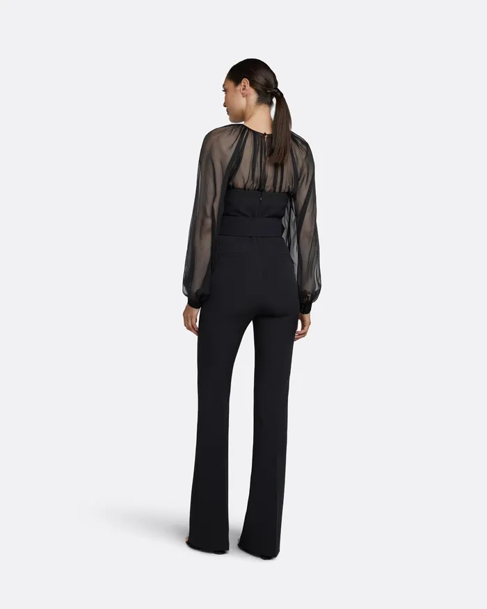 Jumpsuits Women Safiyaa Aternia Black Jumpsuit With Embroidered Buckle Belt Black