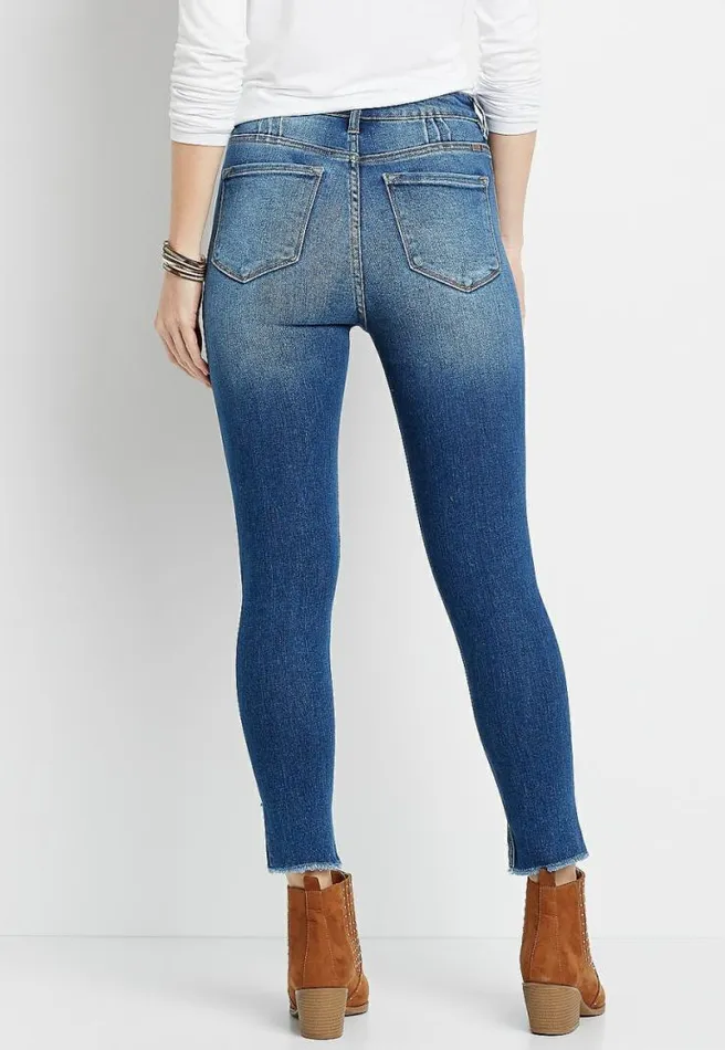 Kancan High Rise Destructed Button Fly Skinny Ankle Jean Women Maurices Jeans
