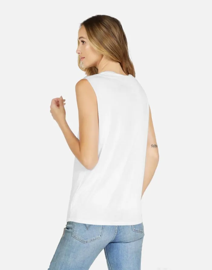 Kel X Crystal Shark White Women Lauren Moshi Tanks