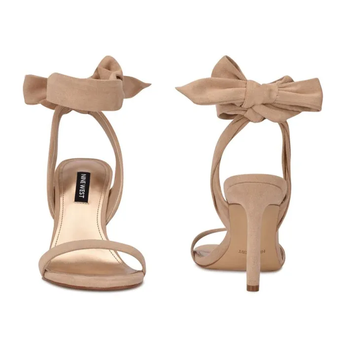 Kelsie Ankle Wrap Heeled Sandals Beige Suede Women Nine West Heels Kelsie Ankle Wrap Heeled Sandals Beige Suede Women Nine West Heels
