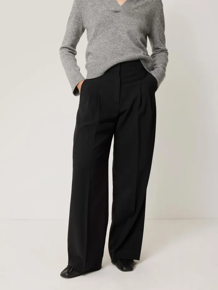 Kemp Wide Leg Japanese Wool Trouser Black Women Jigsaw Suits and Tailoring