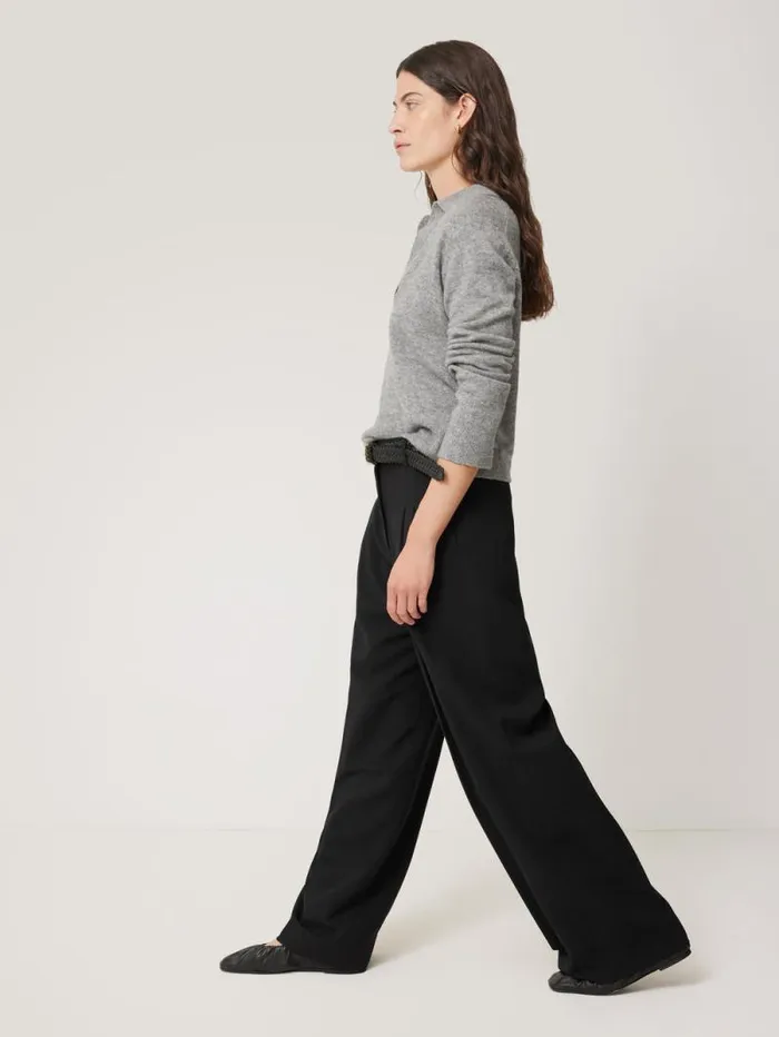 Kemp Wide Leg Japanese Wool Trouser Black Women Jigsaw Suits and Tailoring