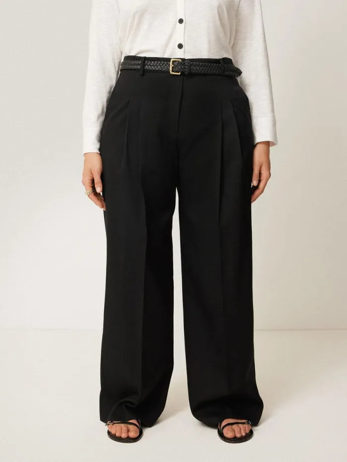 Kemp Wide Leg Japanese Wool Trouser Black Women Jigsaw Suits and Tailoring
