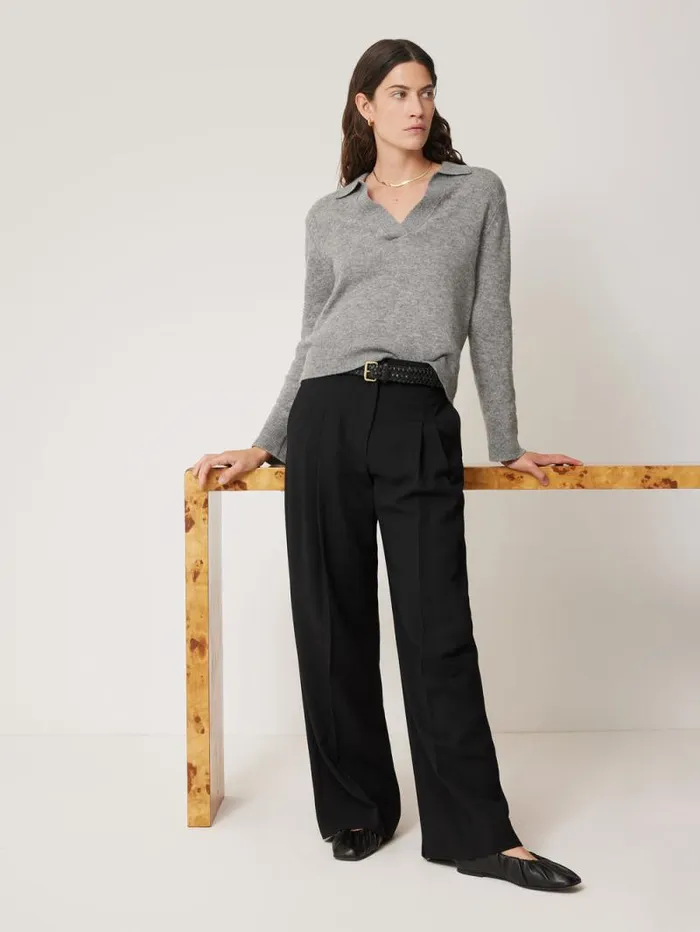 Kemp Wide Leg Japanese Wool Trouser Black Women Jigsaw Suits and Tailoring