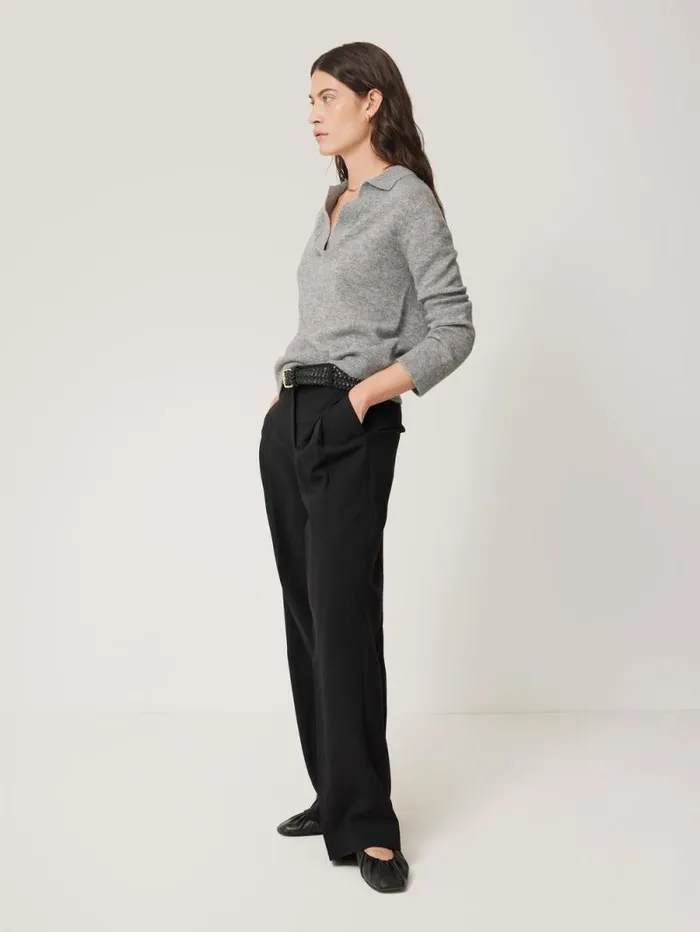 Kemp Wide Leg Japanese Wool Trouser Black Women Jigsaw Suits and Tailoring
