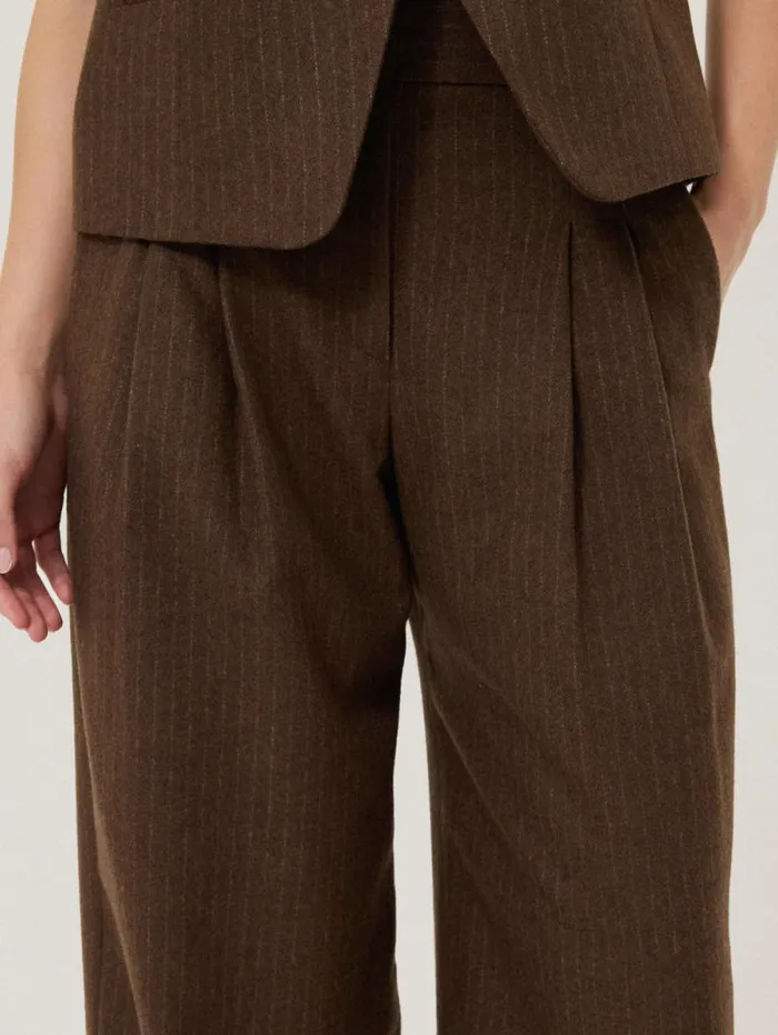 Kemp Wool Pinstripe Trouser Brown Women Jigsaw Trousers