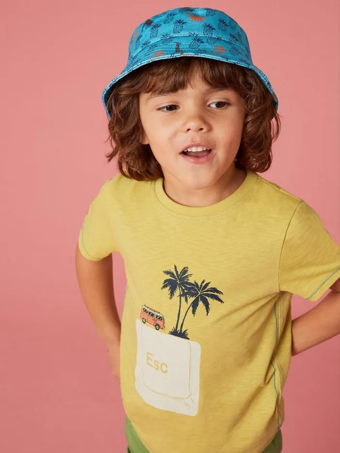 Kids ACCESSORIES White Stuff Boys Printed Bucket Hat Blue Multi