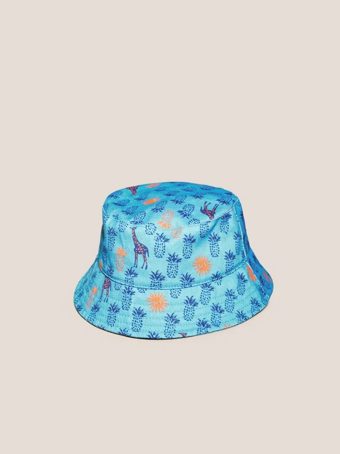 Kids ACCESSORIES White Stuff Boys Printed Bucket Hat Blue Multi