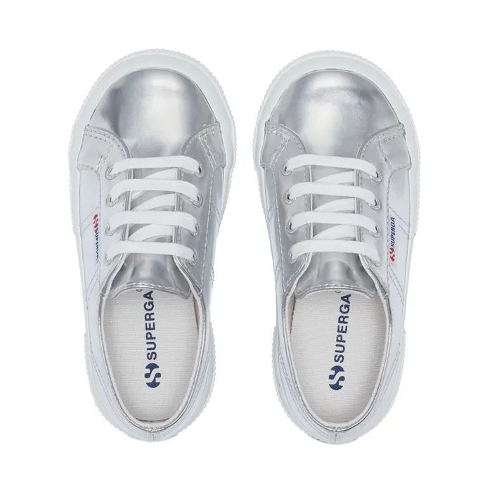 Kids Girl 2750 KIDS MIRROR SYNTHETIC MATERIAL Low Cut SILVER Superga Low Cut