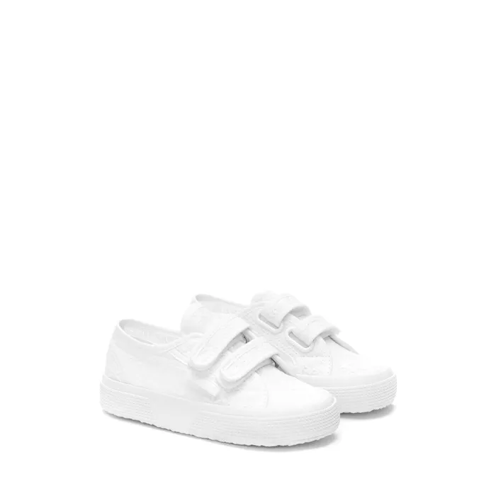 Kids Girl 2750 KIDS STRAPS FLOWER SANGALLO Low Cut TOTAL WHITE Superga Low Cut