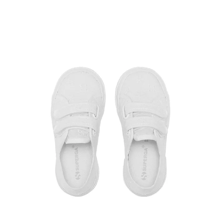 Kids Girl 2750 KIDS STRAPS FLOWER SANGALLO Low Cut TOTAL WHITE Superga Low Cut