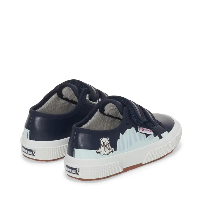 Kids Kid Unisex 2750 KIDS STRAPS VEGAN MATERIAL POLAR BEAR Low Cut BLUE NAVY 8211 POLAR BEAR Superga Low Cut