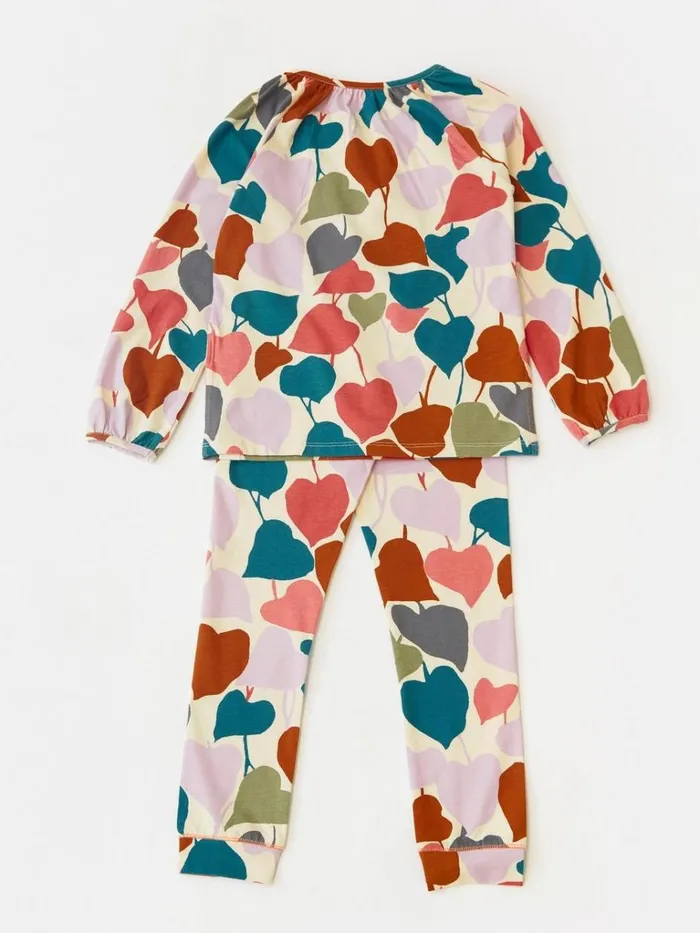 Kids PYJAMAS White Stuff Heart Jersey PJ Set Grey Multi Kids PYJAMAS White Stuff Heart Jersey PJ Set Grey Multi