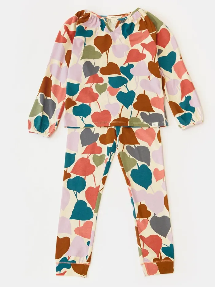 Kids PYJAMAS White Stuff Heart Jersey PJ Set Grey Multi Kids PYJAMAS White Stuff Heart Jersey PJ Set Grey Multi