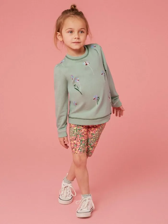 Kids SWEATS White Stuff Bouquet Jersey Sweat Green Multi
