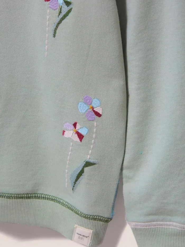 Kids SWEATS White Stuff Bouquet Jersey Sweat Green Multi Kids SWEATS White Stuff Bouquet Jersey Sweat Green Multi