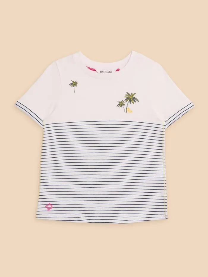 Kids TOPS White Stuff Embroidered Stripe Tee Ivory Multi Kids TOPS White Stuff Embroidered Stripe Tee Ivory Multi