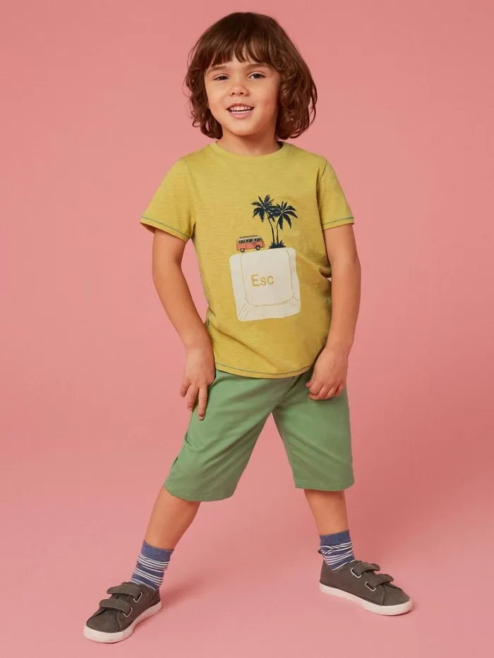 Kids TOPS White Stuff Escape Graphic T Shirt Yellow Print