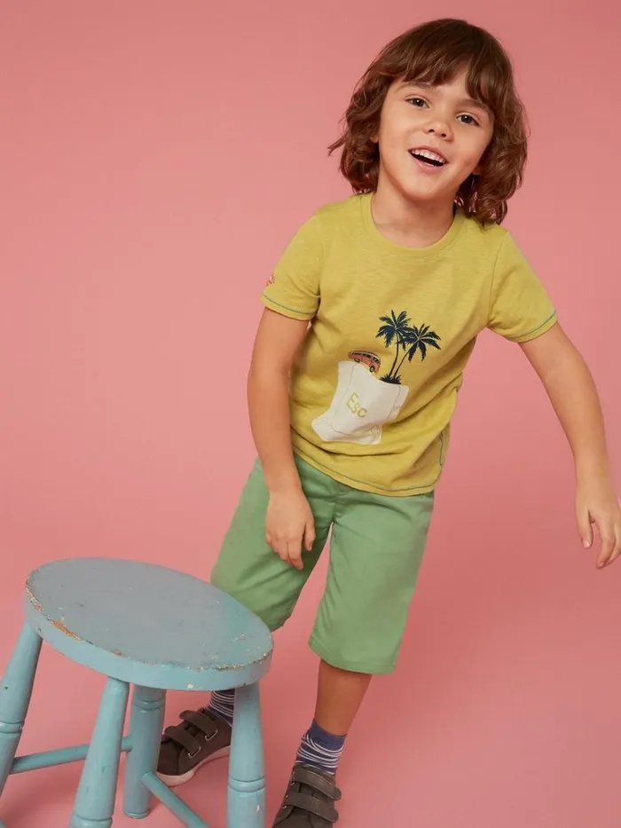 Kids TOPS White Stuff Escape Graphic T Shirt Yellow Print