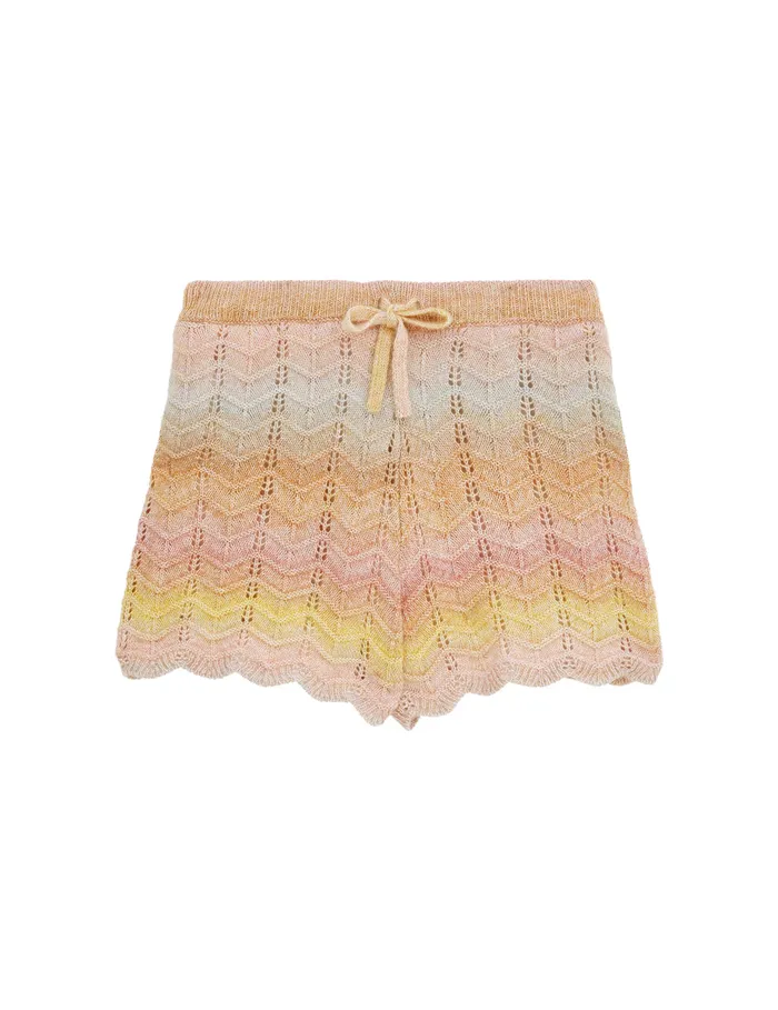 Kids Zimmermann Clothing Tallow Chevron Knit Short Multi