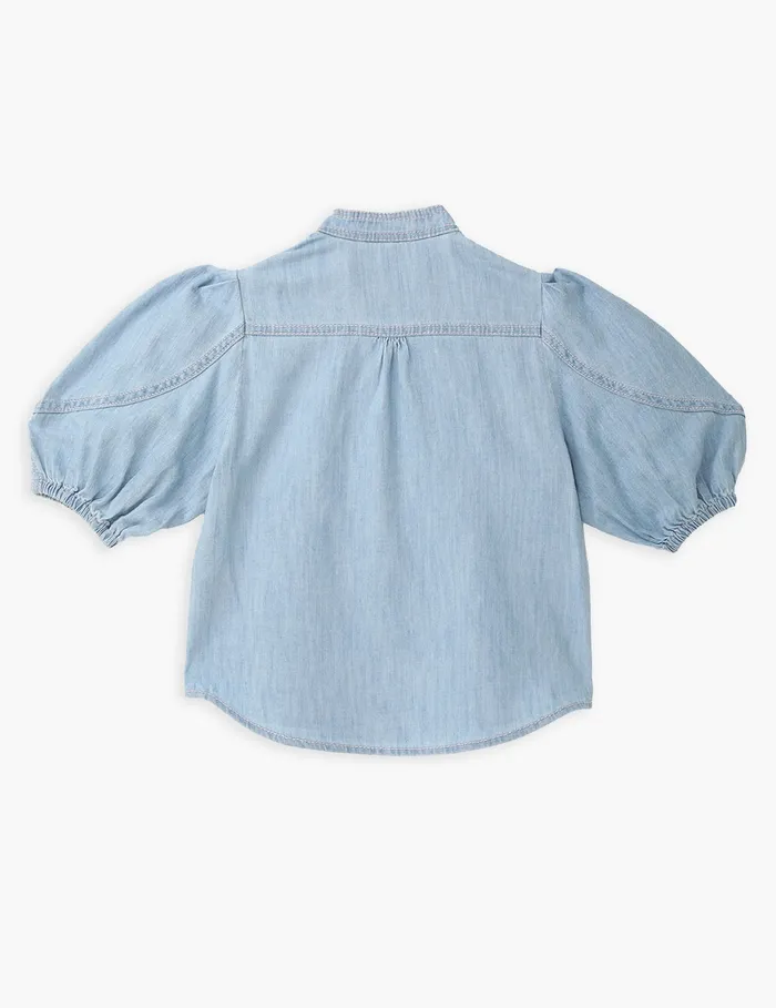 Kids Zimmermann Clothing Waverly Utility Denim Top Blueberry