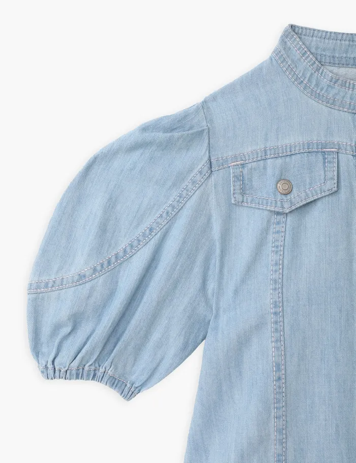 Kids Zimmermann Clothing Waverly Utility Denim Top Blueberry