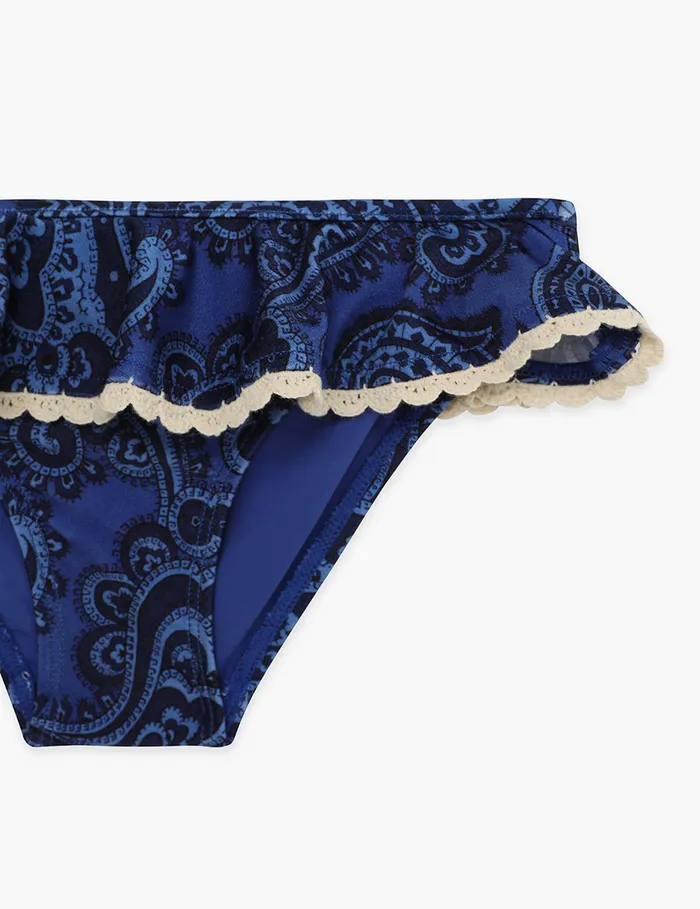 Kids Zimmermann Swimwear Ottie Trim Frill Bikini Blue Paisley