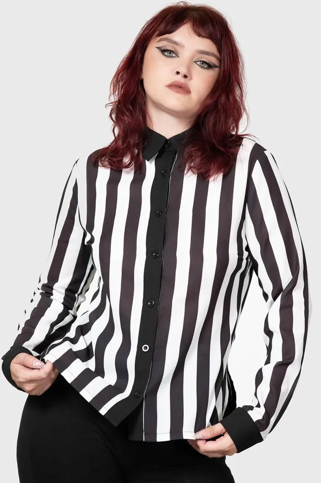 Killstar Basics Women Stripe Down Shirt