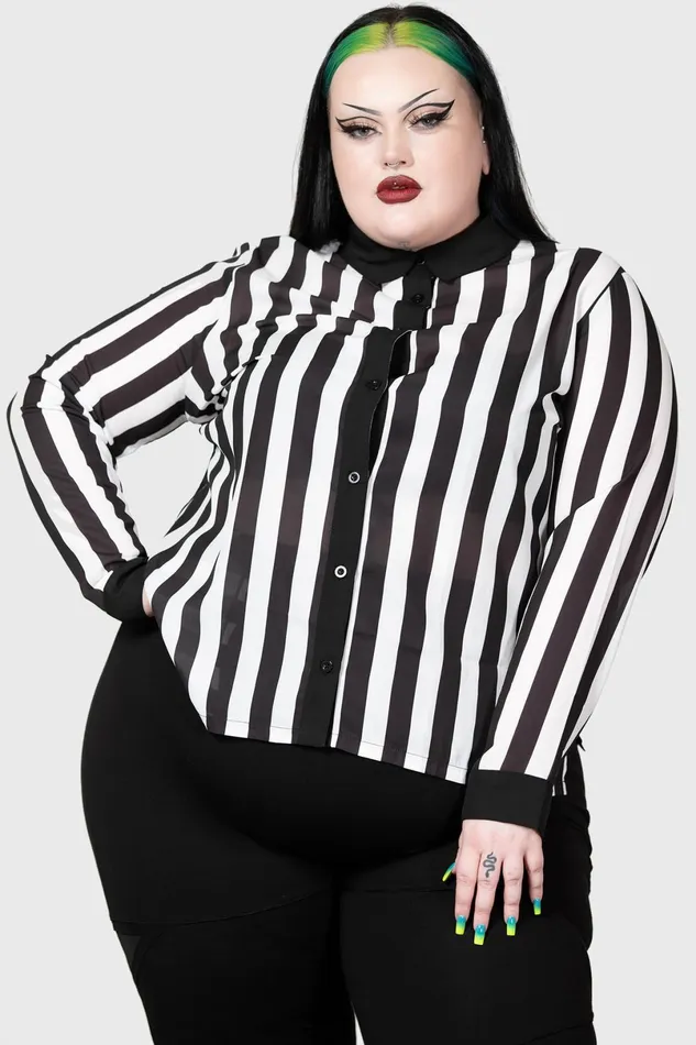 Killstar Basics Women Stripe Down Shirt