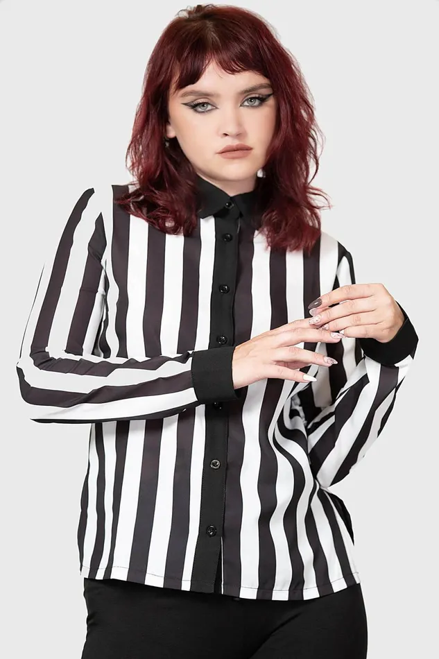 Killstar Basics Women Stripe Down Shirt