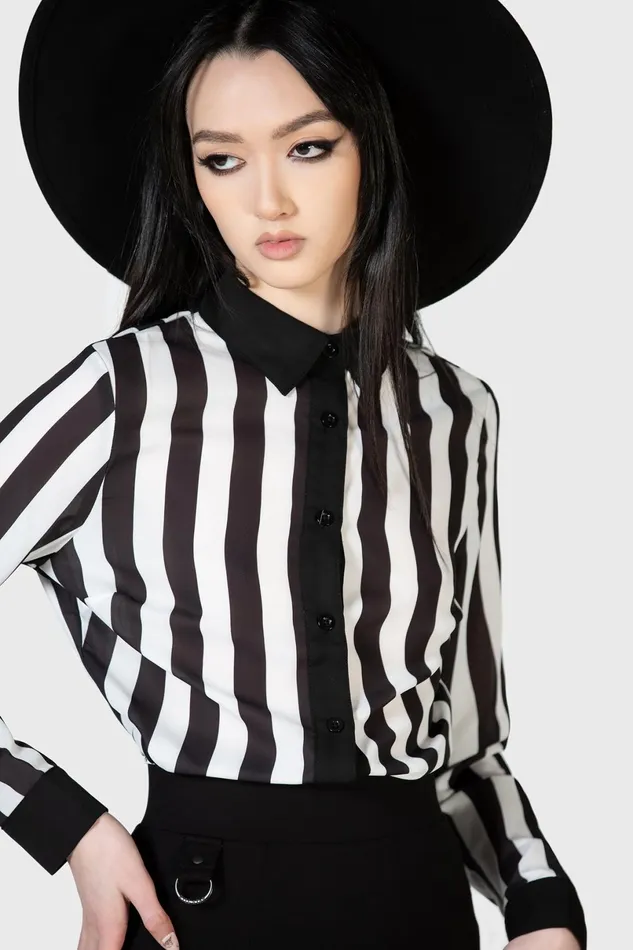 Killstar Basics Women Stripe Down Shirt