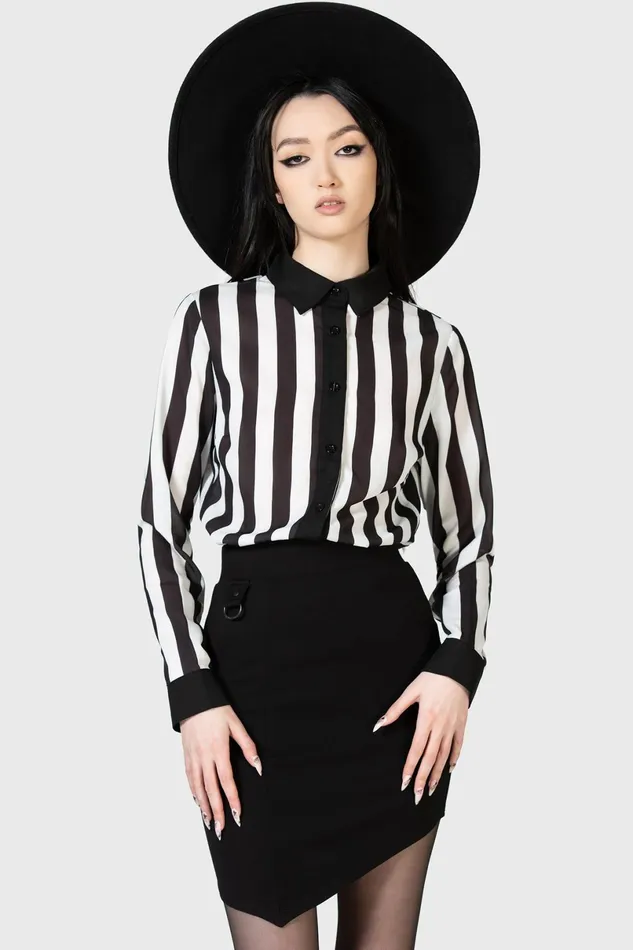 Killstar Basics Women Stripe Down Shirt