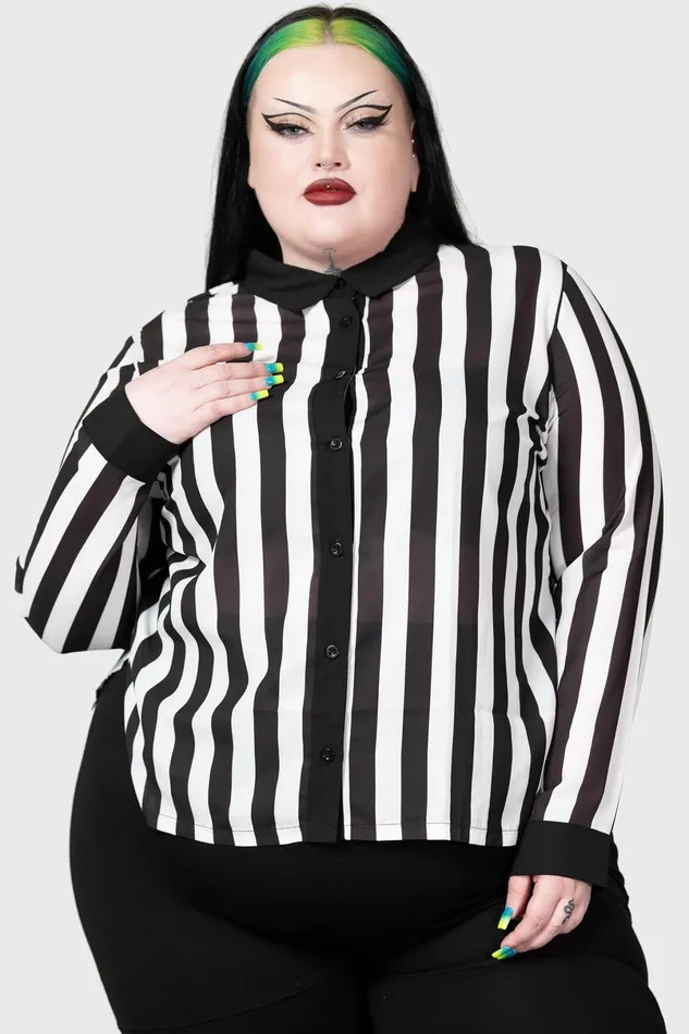 Killstar Basics Women Stripe Down Shirt