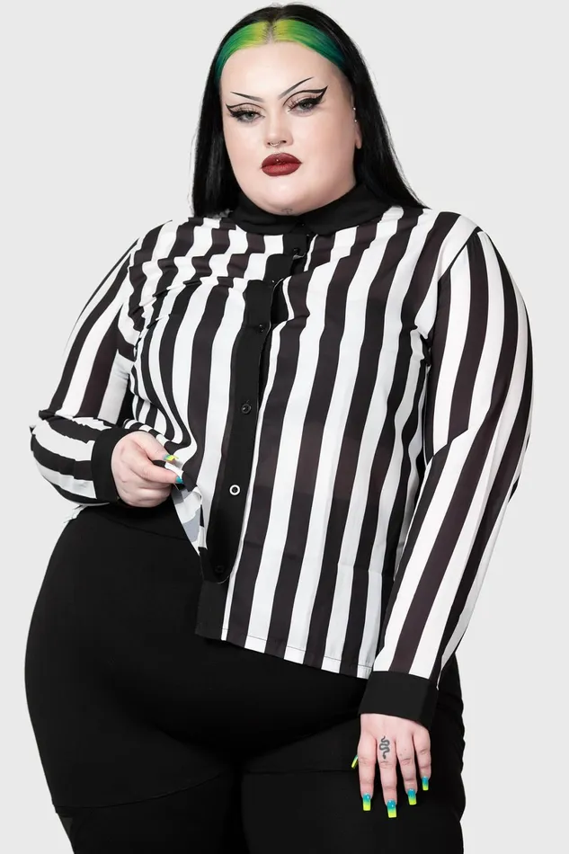 Killstar Basics Women Stripe Down Shirt