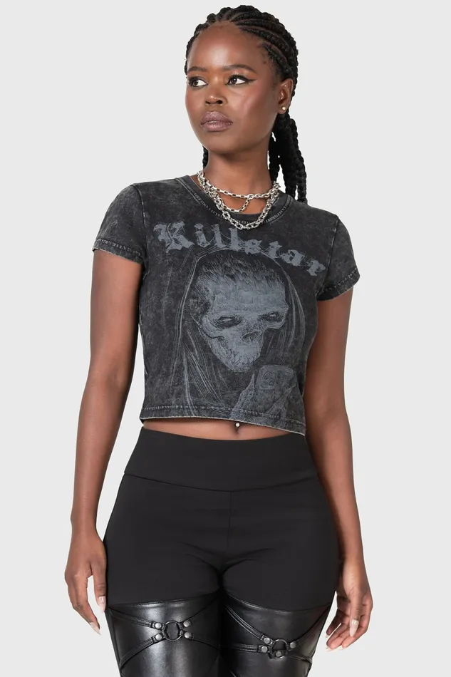 Killstar Crop Women Digi Death Shrunken TShirt
