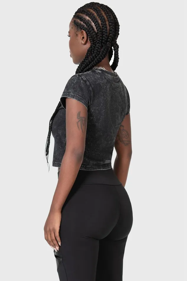 Killstar Crop Women Digi Death Shrunken TShirt