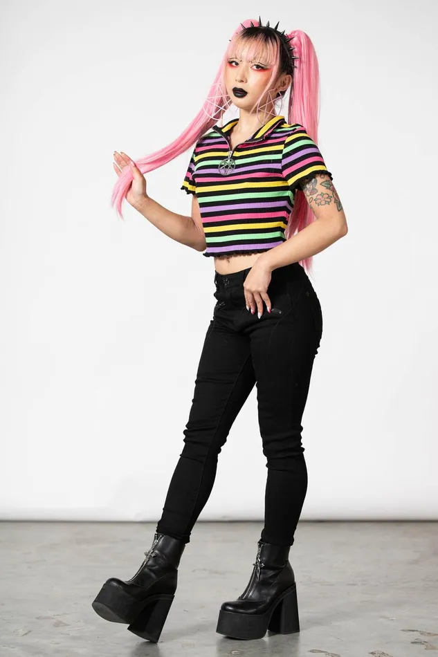 Killstar Crop Women Rainbow Child Ribbed Crop Top