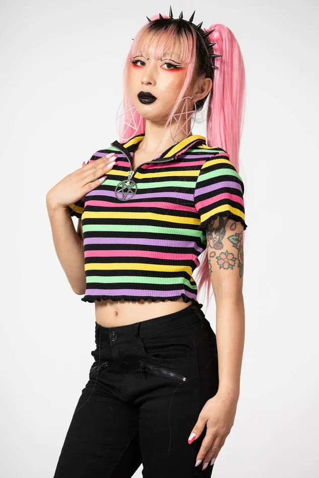 Killstar Crop Women Rainbow Child Ribbed Crop Top