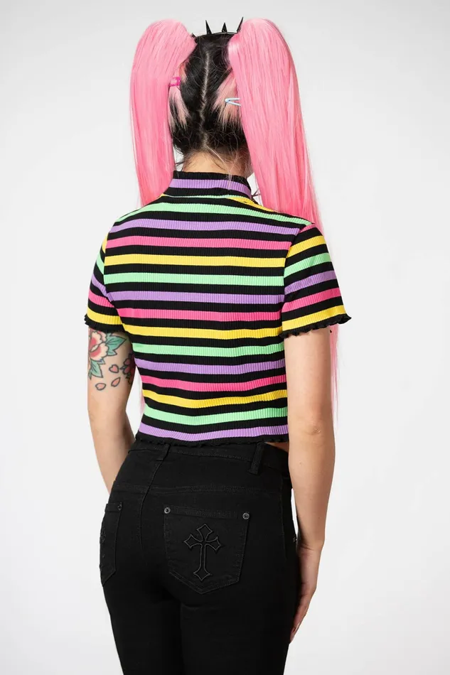 Killstar Crop Women Rainbow Child Ribbed Crop Top